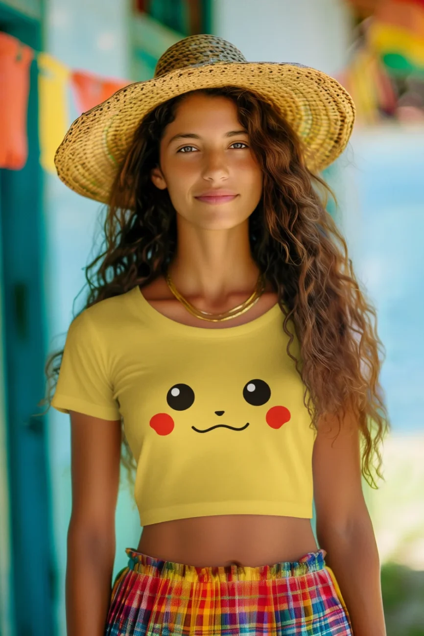 Pikachu Face Crop Top