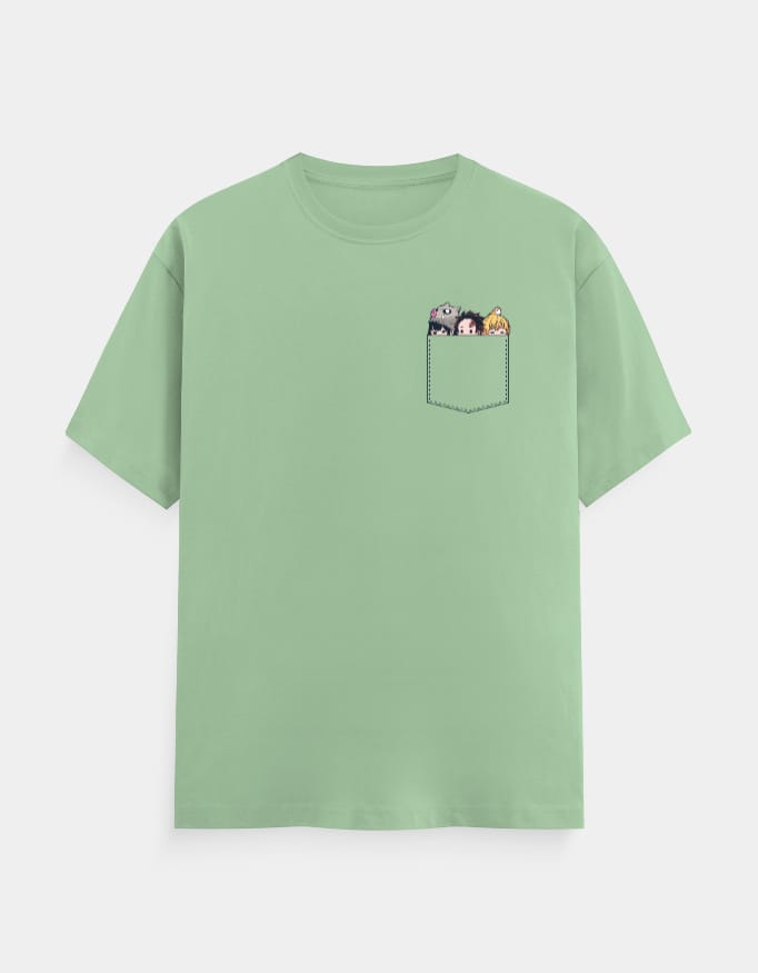 Unisex Cute Demon Slayer Anime Character Pocket Tee 1 Cute Demon Slayer Character Pocket Design T-Shirt