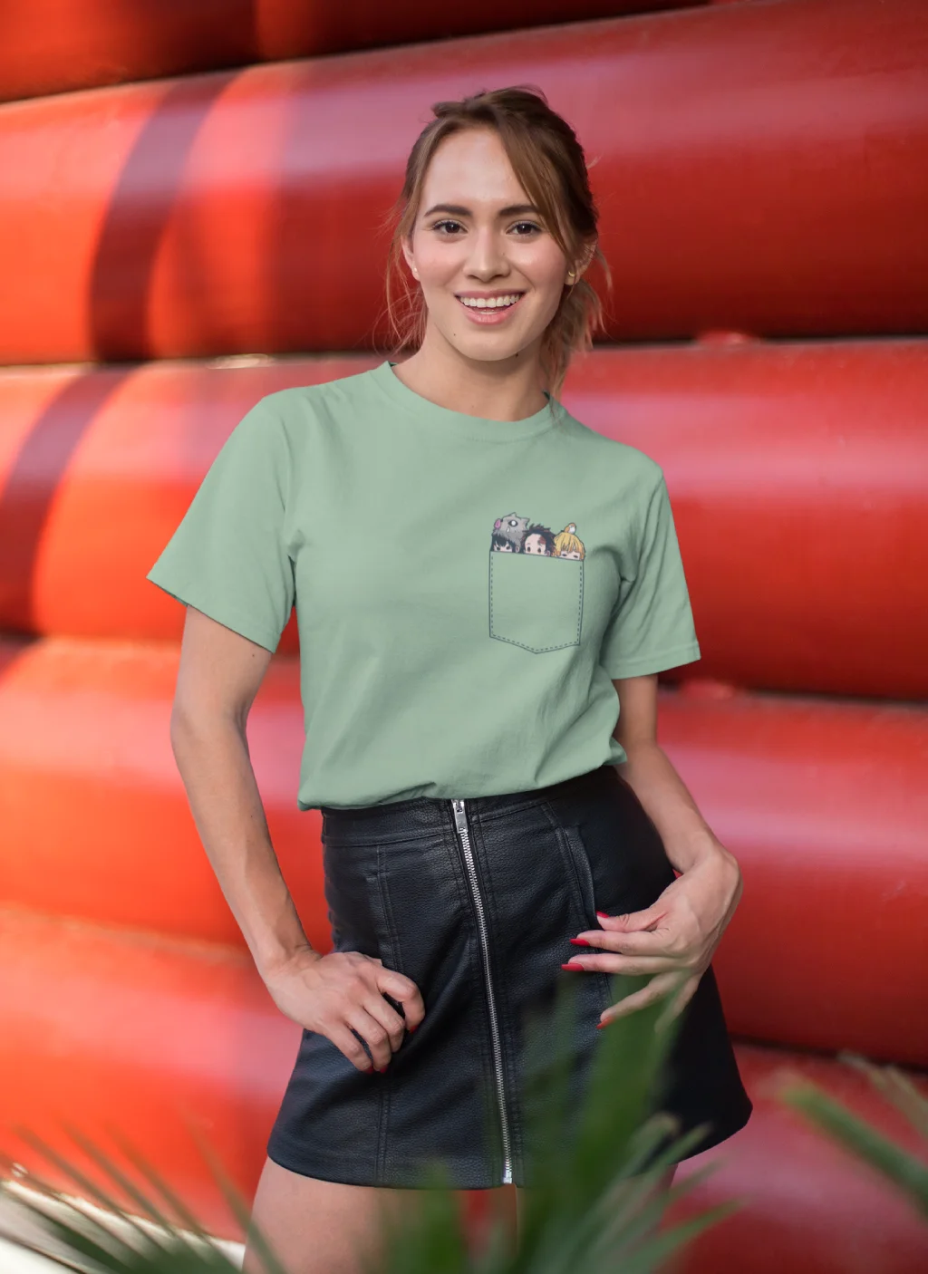 Unisex Cute Demon Slayer Anime Character Pocket Tee 2 Unisex Cute Demon Slayer Anime Character Pocket Tee - Image 2